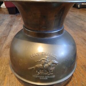 Vintage Brass Pony Express Chewing Tobacco Spittoon